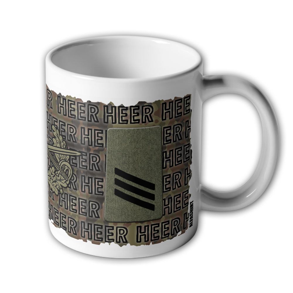 Tasse Heer Dienstgrad Hauptgefreiter Barettabzeichen Säbel Schulterklappe Soldat Mannschaften #46732