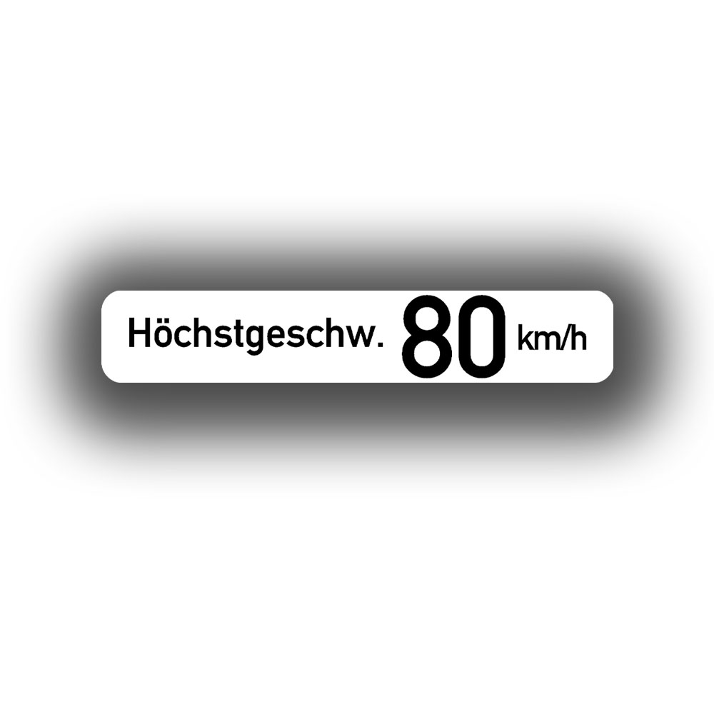 Aufkleber 11x2cm Höchstgeschwindigkeit 80 kmh Krad Fahrzeug PKW #A7358
