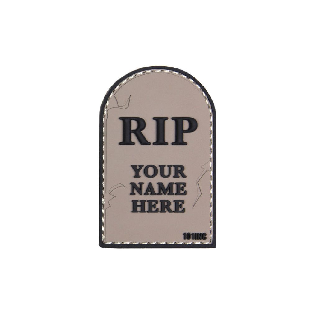 Patch Aufnäher Rip Grab Grabstein Your Name Here Softair Airsoft Fun 6x3,5cm #20286