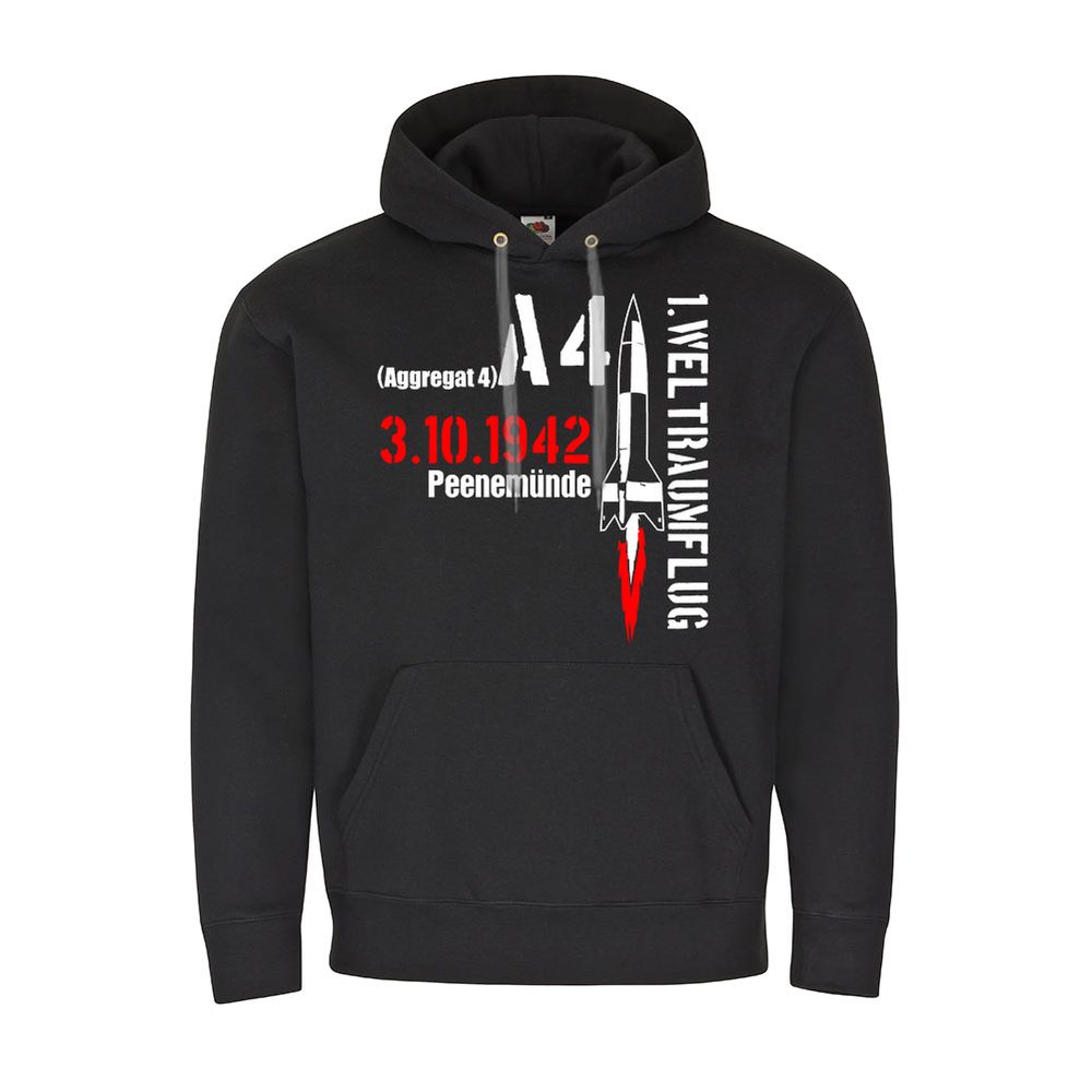 Hoodie Aggregat 4 Rakete Peenemünde A4 1er Weltraumflug V2 Pulli Motiv #21898