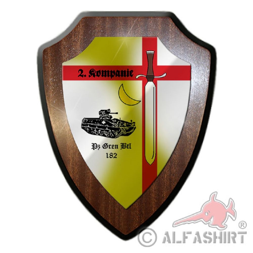 Heraldic shield PzGrenBtl 182 tank grenadier battalion unit Company BW #19468