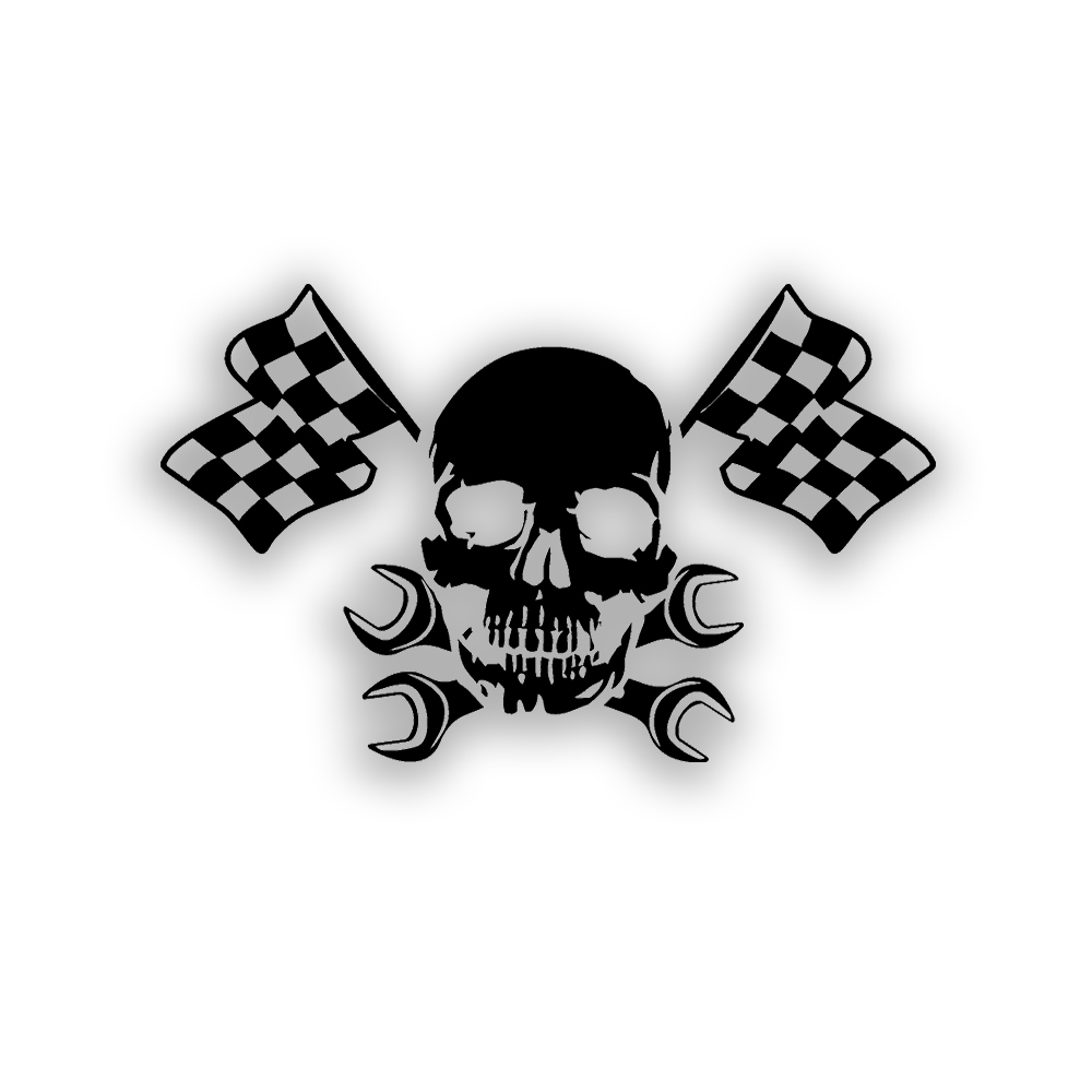 Sticker Skull Racing Skull Flags Racing Tuning 45x72cm # A227