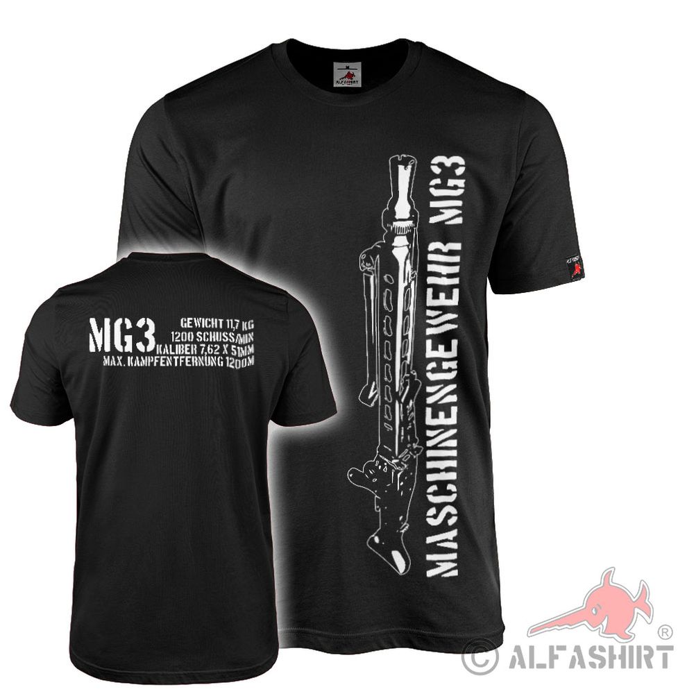 T-Shirt MG3 Maschinengewehr mit Daten #5847