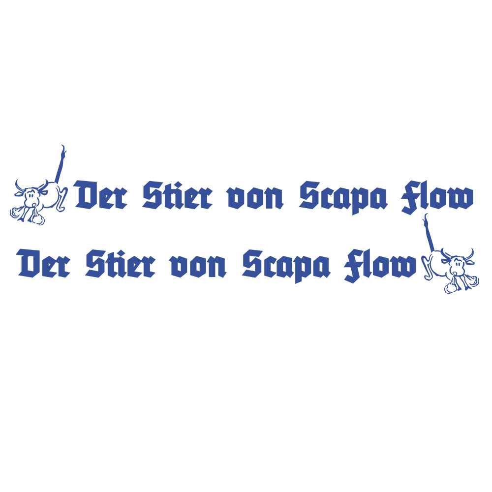 Der Stier von Scapa Flow U47 Aufkleber Schriftzug Wappen 2x 132x23cm #A5404