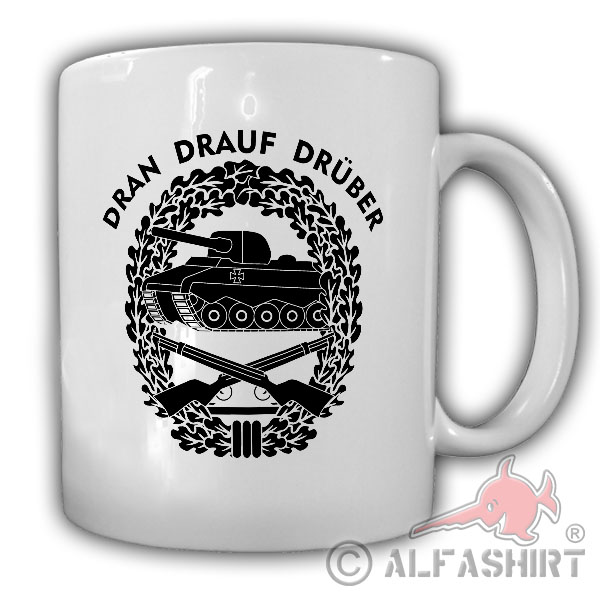Panzergrenadier Dran-Drauf-Drüber PzGren Barettabzeichen Emblem Tasse #18336