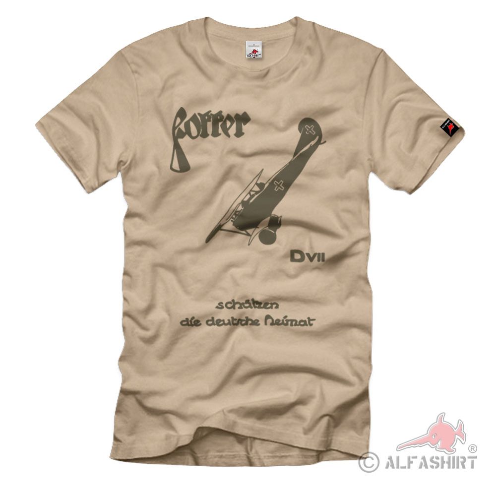 Fokker D VII Doppeldecker Jagd-Flugzeug Plakat T-Shirt#36960