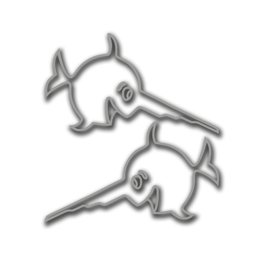Aufkleber 2er Set je 60x35cm Silber Kontur Schwertfisch Sägefisch Alfa #A7477