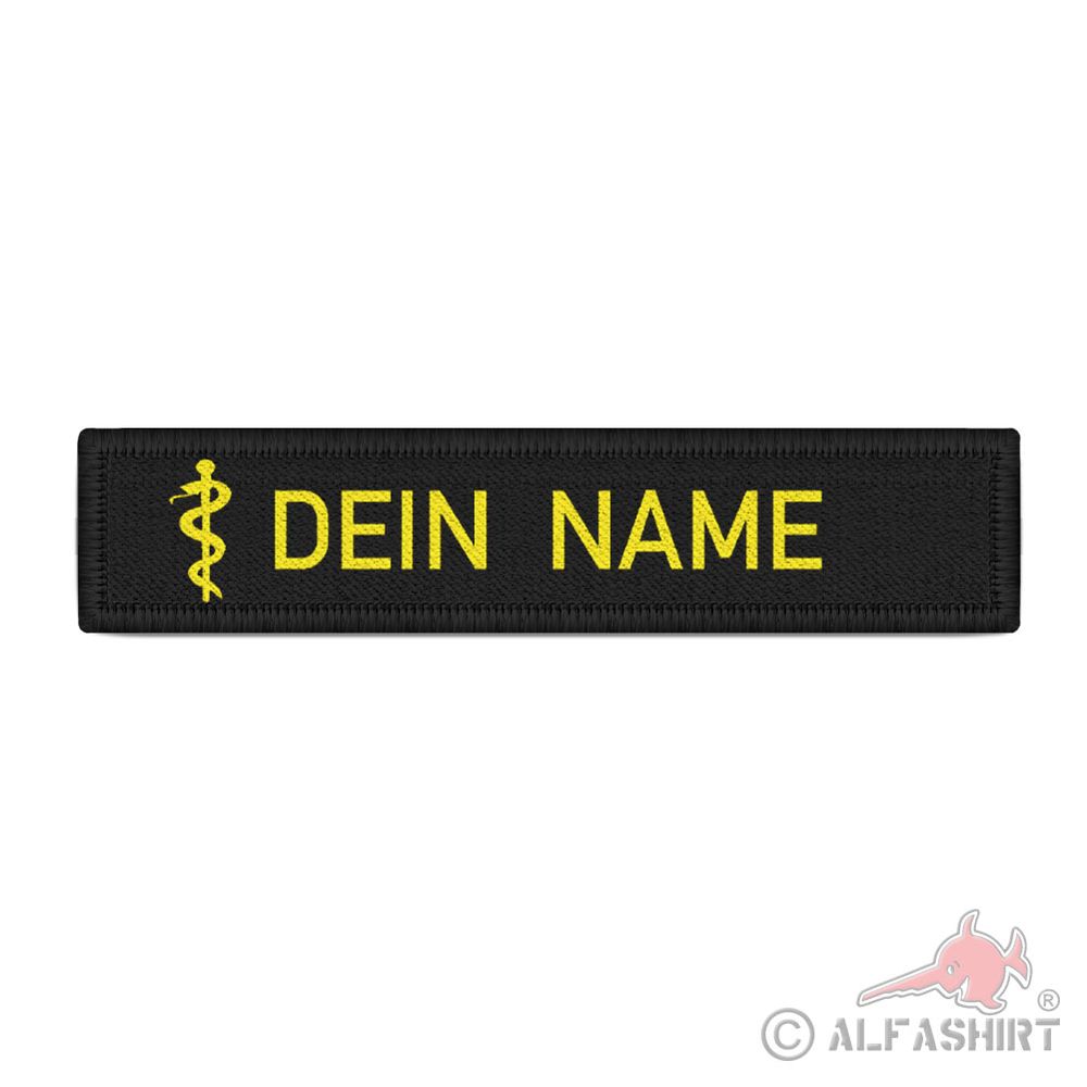 Patch Namensschild schwarz Äskulap Stab Arzt Notarzt Schlange mit Namen #38408