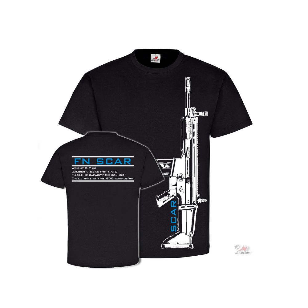 FN Scar mit Daten Gewehr Gamer Cod NATO Waffe Deko Airsoft - T Shirt #26624