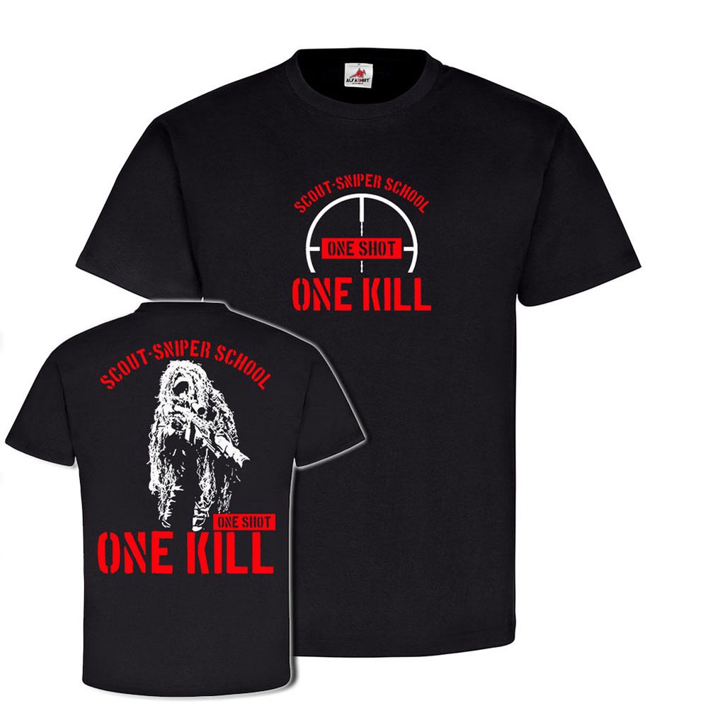 Scout Sniper School one shot one kill Scharfschütze Us Army T Shirt #18638