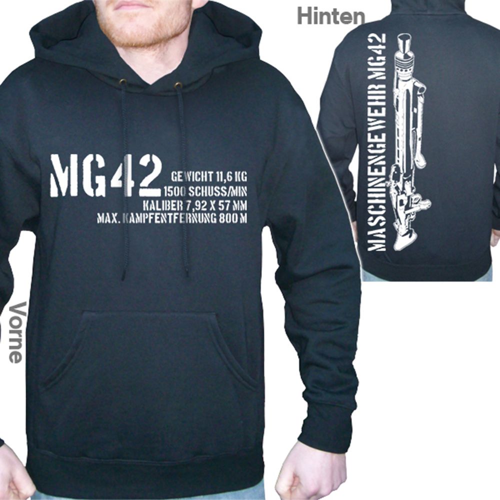 MG42 mit Daten Deutschland Militär Mg42 Gewehr 42  - Kapuzenpullover #6188 