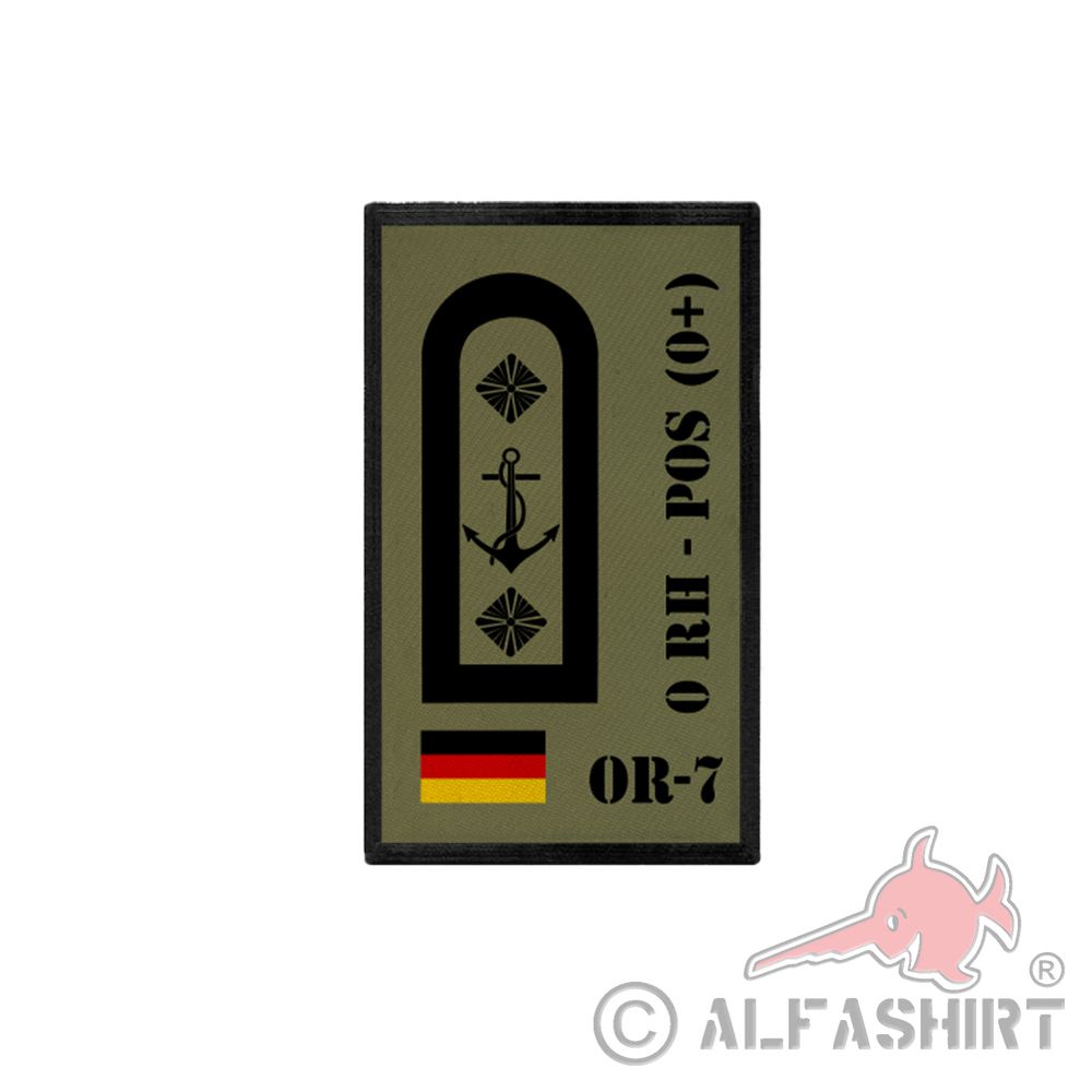Patch BW Blutgruppen Patch OR-7 0 RH - POS 0+ Bundeswehr ISAF 9,8x6cm #30770