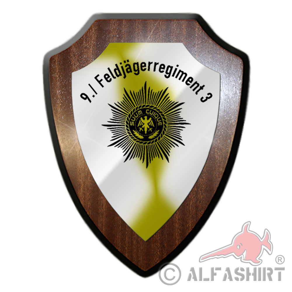 Heraldic shield 9 FjRgt 3 Type 3 Feldjägerregiment Feldjäger BW Emblem # 27097