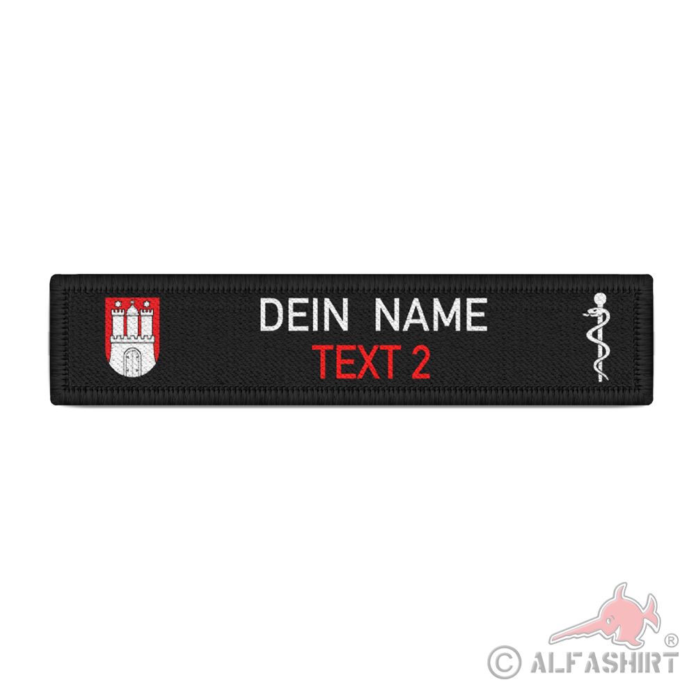 Namenspatch Wunschtext Hamburg Feuerwehr Rettungsdienst Namensschild #38439