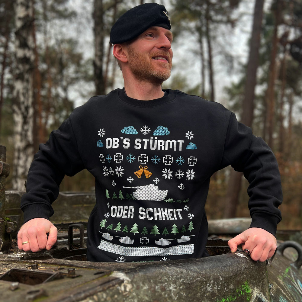 Obs stürmt oder schneit X-Mas Sweater Panzerlied Weihnachten Pullover#47141