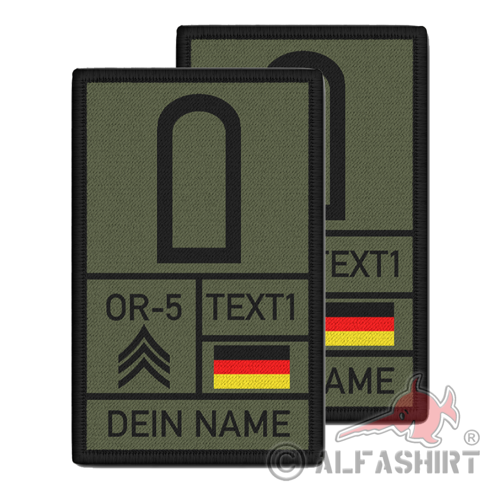 Rank Patch 9,8x6cm Stabsunteroffizer Namen StUffz Bundeswehr Blutgruppe #37467