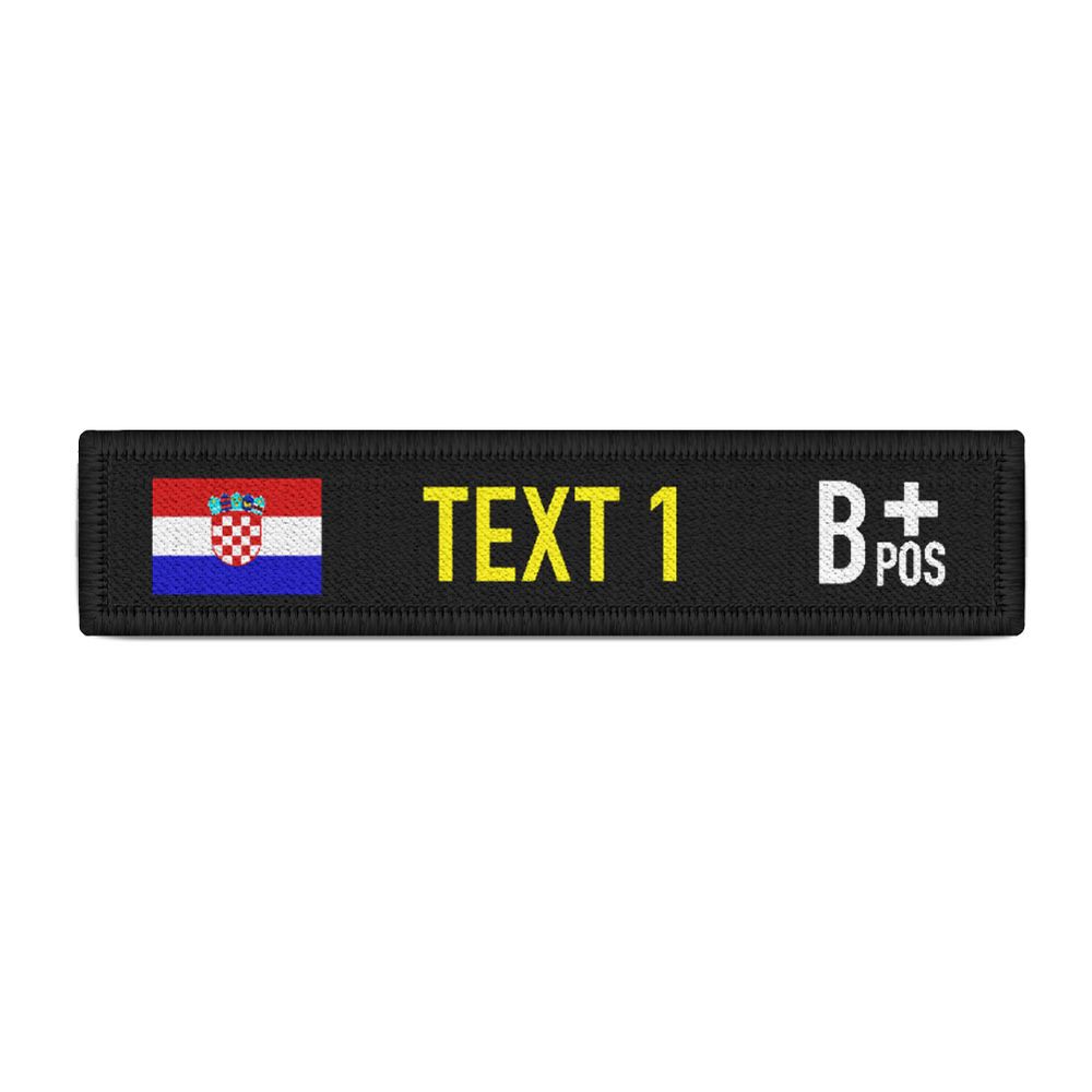 Namenspatch Kroatien Wunschtext Blutgruppe Name Landesflagge Kroatisch #39587
