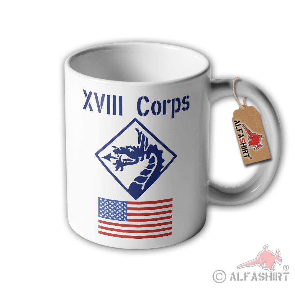 Tasse XVIII Corps United States US Army Drache Kopf Wappen Abzeichen #32277