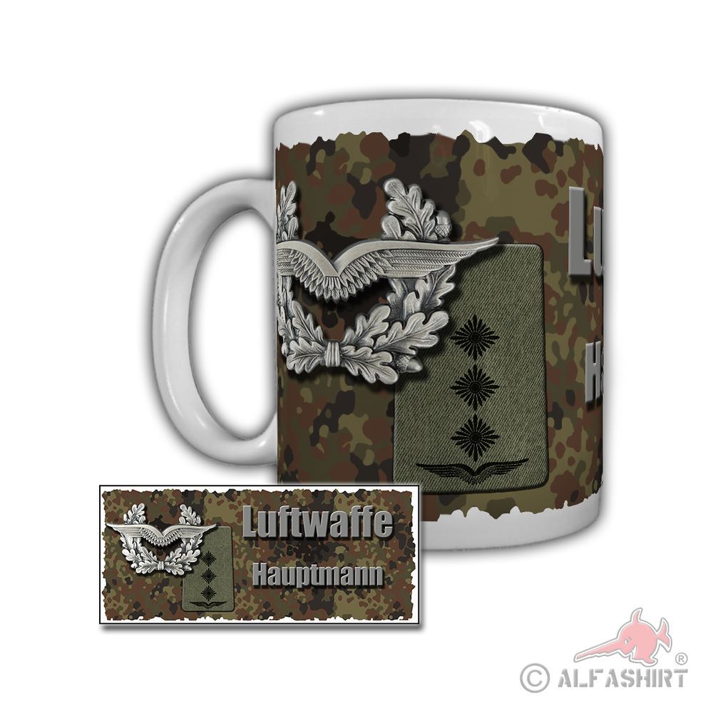 Luftwaffe Hauptmann Truppe Rangabzeichen Offizier Hptm H Dienstgrad Tasse #29215