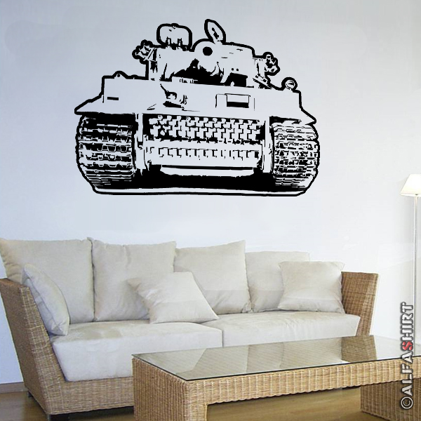 Wandtattoo Tiger Panzer Sonderkraftfahrzeug BW Einheit Fahrzeug 45x59cm#A1895