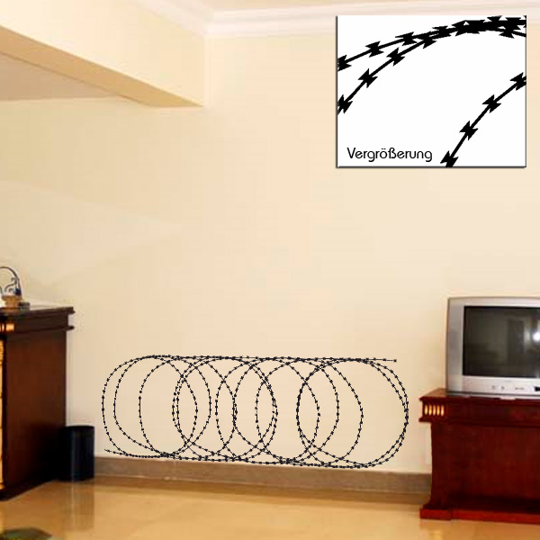Militär Wandtattoo Stahldrath Maschendrahtzaun Natodrath 100x36cm #4043