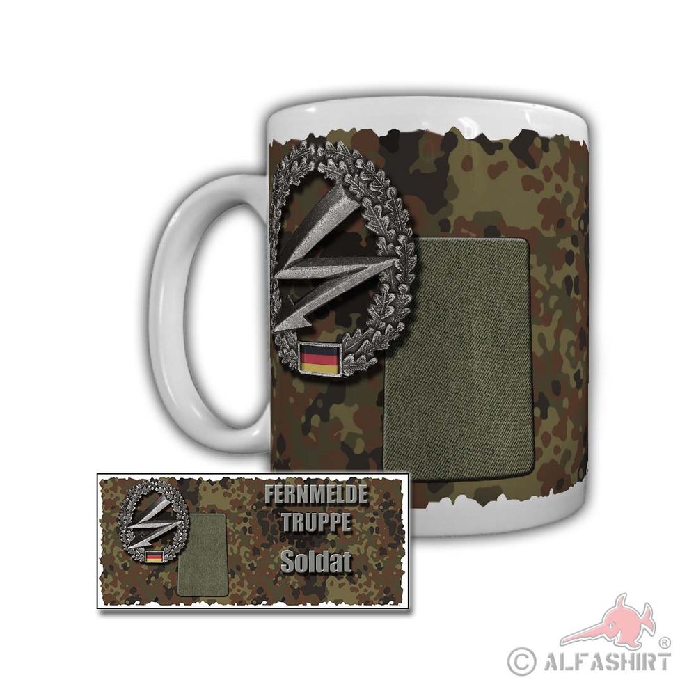 Tasse Fernmeldetruppe Soldat Truppengattung Heer Schulterabzeichen Dienst #29513