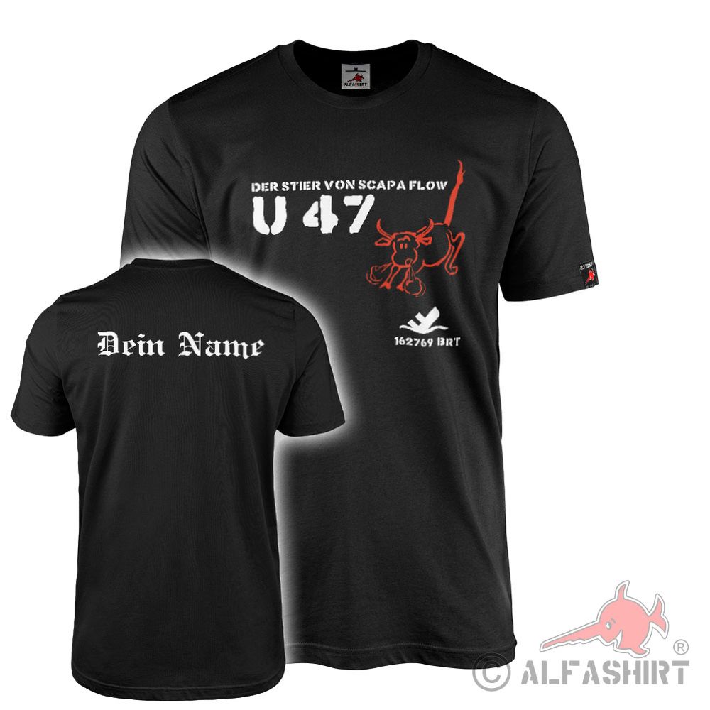 T-Shirt personalisierbar Stier von Scapa Flow Unterseeboot U47 BRT  Typ #44300