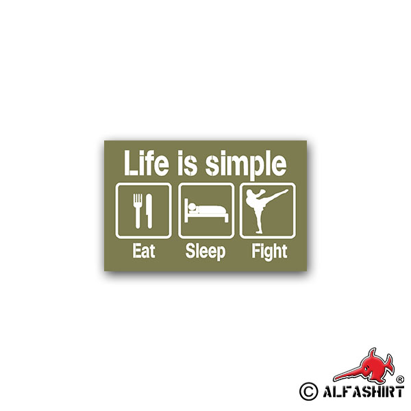Sticker Life Is Simple Eat Sleep Fight Life Eat Fun 11x7cm A2507