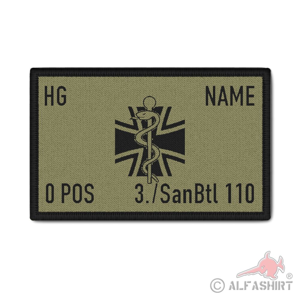 Patch 9,8x6cm Bundeswehr Sanitätsdienst Dienstgrad Name #39711