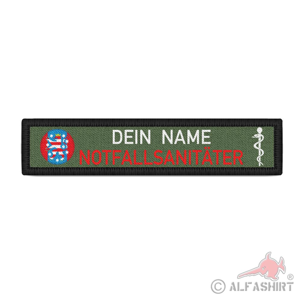 NOTFALLSANITÄTER Thüringen Namen-Schild Patch Freistaat Feuerwehr #39122