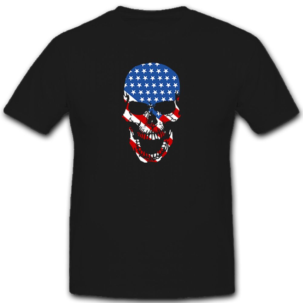 USA United States of America Skull Totenkopf Fahne Flagge flag - T Shirt #5452