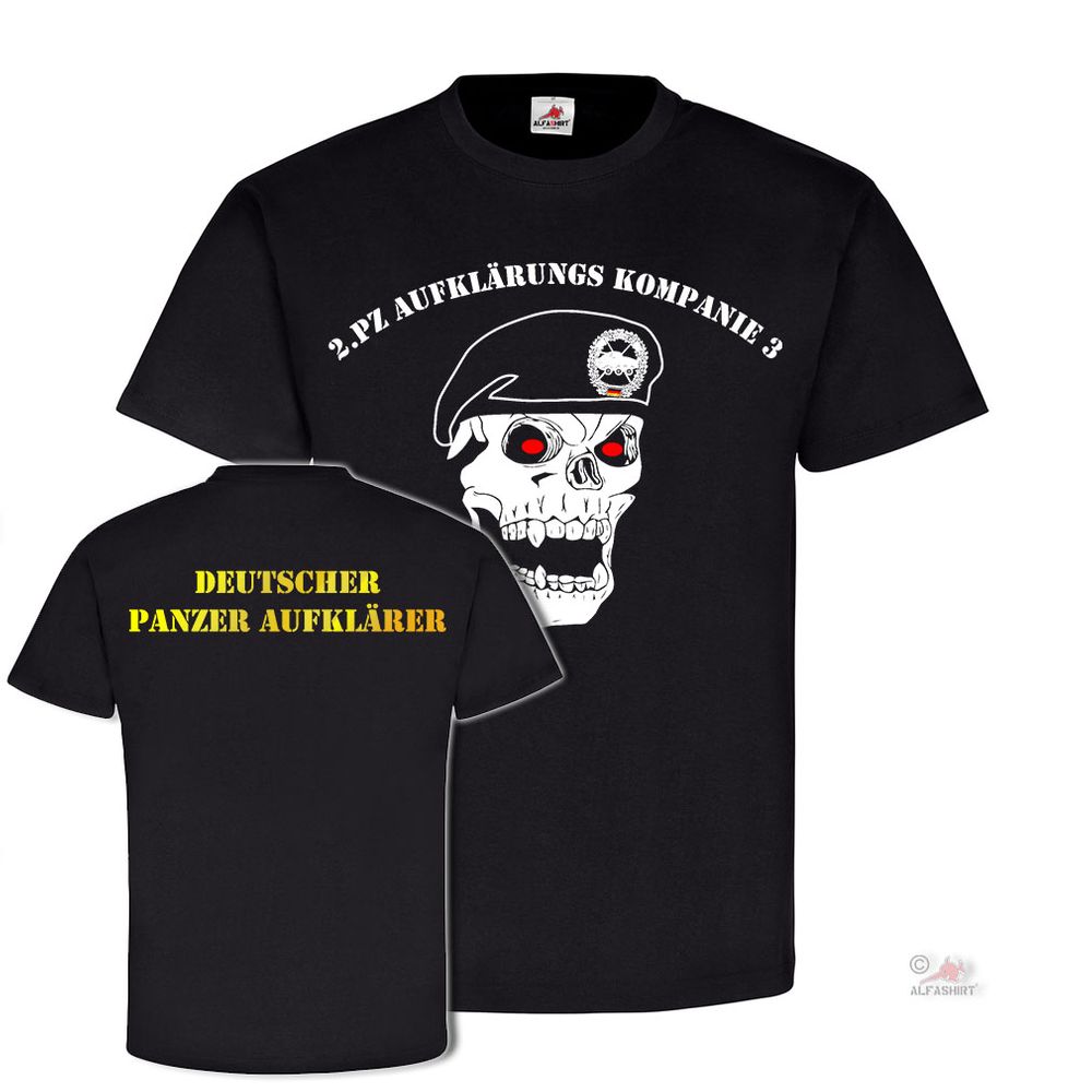 2 Pz Aufklärungs Kompanie 3 Panzeraufklärer Totenschädel Einheit T Shirt #19925