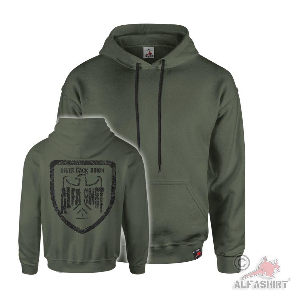 Never Back Down Alfashirt Germany Adler Motto Bundeswehr BW Hoodie #45198