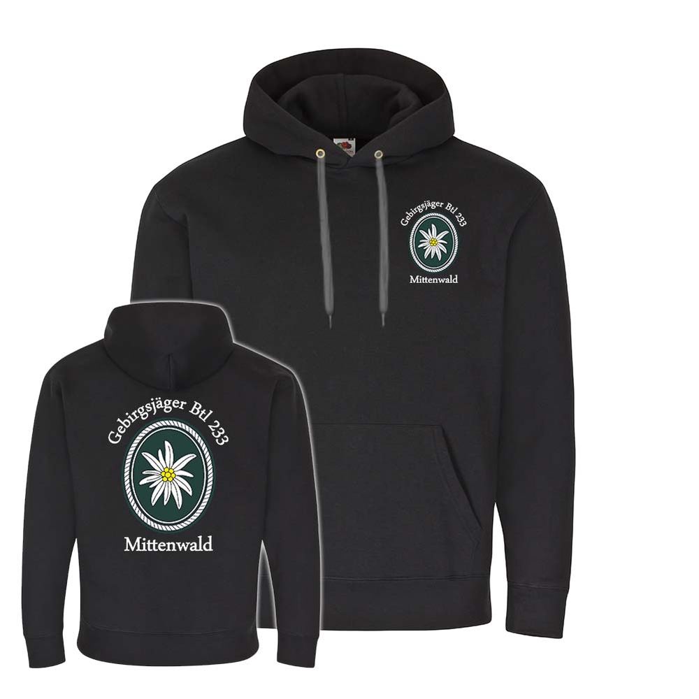 Hoodie Gebirgsjäger Btl 233 Mittenwald Jäger Truppe Einheit Kapuzenpullover #25363