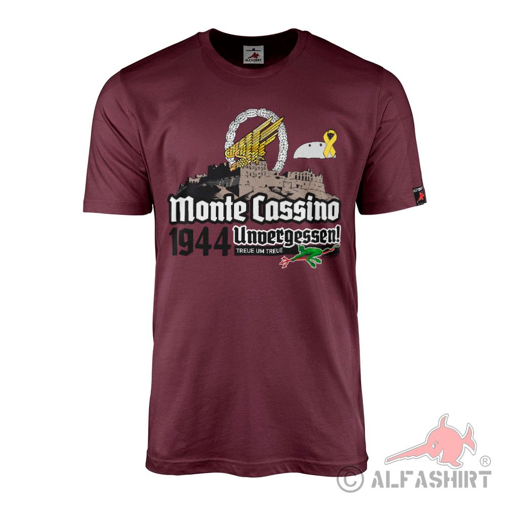 Fallschirmjäger Monte Cassino UNVERGESSEN 1944 Grüne Teufel T-Shirt #44279