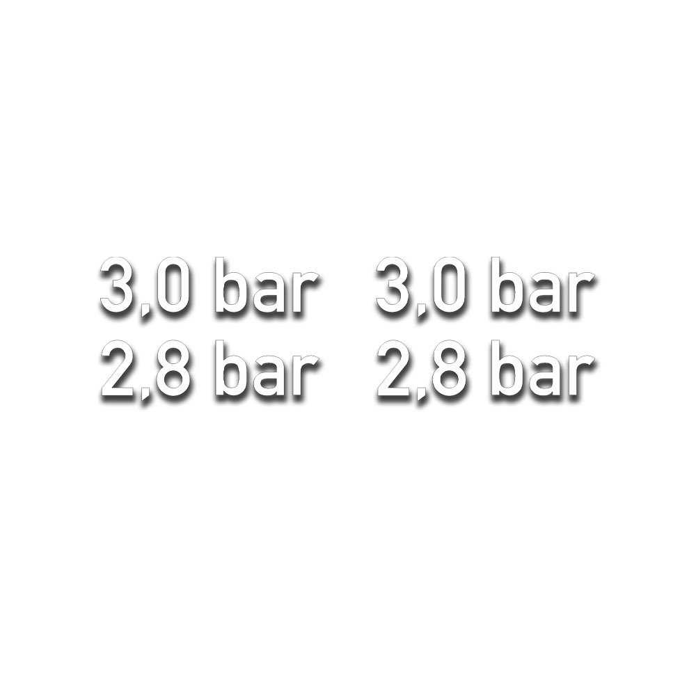 3,0 und 2,8 bar Reifendruck Aufkleber 1,5cm hoch weiß Off-road #A5410