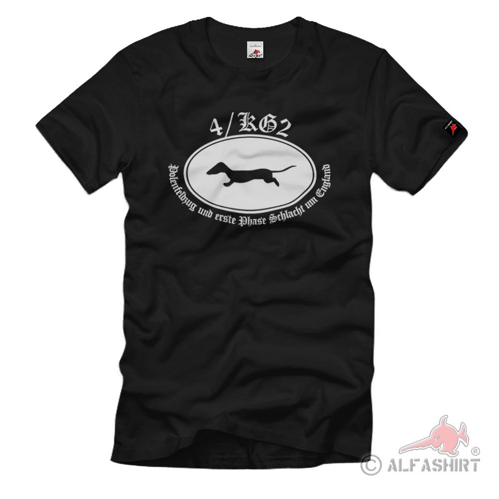 4 Kampfgeschwader 2 Holzhammer-Geschwader Staffel Luftwaffe Dachshund T-Shirt # 1821