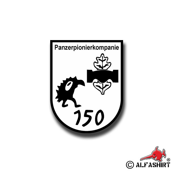 Aufkleber/Sticker Panzerpionierkompanie 150 Wappen Abzeichen Einheit 7x5cm A1042