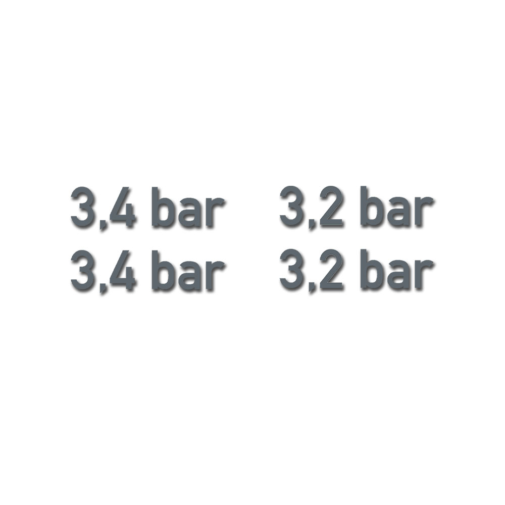 Aufkleber 4er Set 3,4bar + 3,2bar Fehgrau Reifendruck BW Schrifthöhe 2cm Buchstabe Zahl #A6931