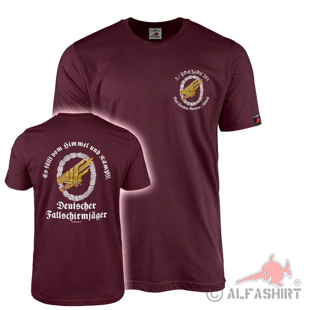 T-shirt bordeaux 2 Company FSchJgBtl 261 Paratrooper Battalion Graf-#42893
