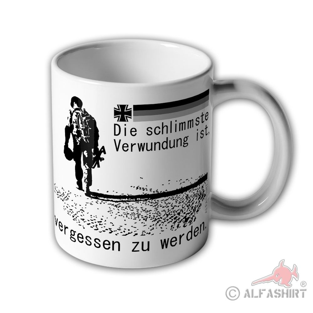Tasse Bundeswehr Soldat Verwundung vergessen zu werden Combat Trauma #31582