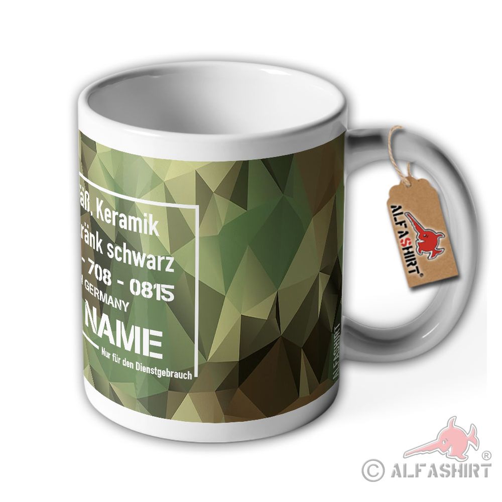 Mug polygon Bundeswehr supply number service use personalized # 36114