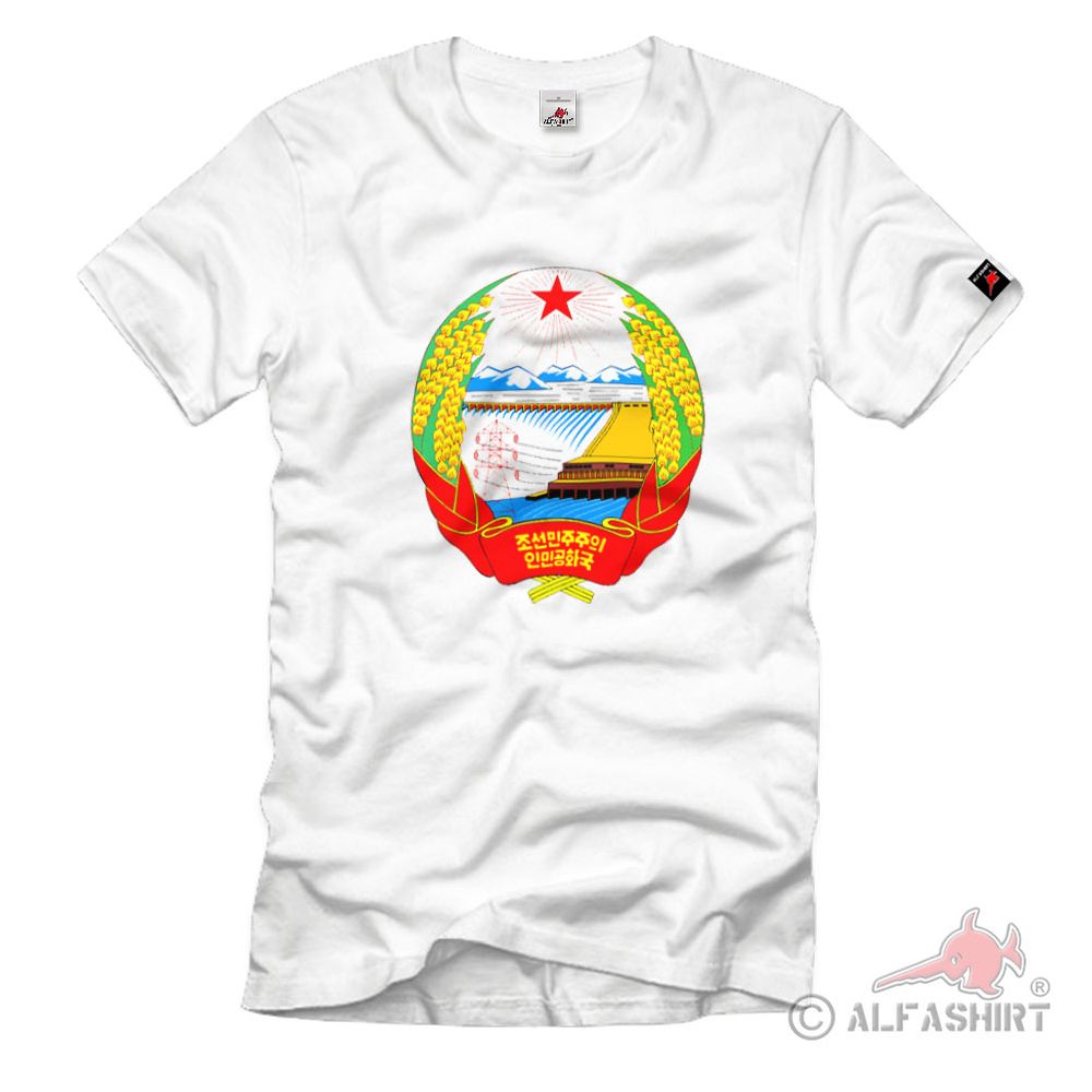 North Korea Coat of Arms Emblem 1948 State Flag Paektu - T Shirt Men White #2437