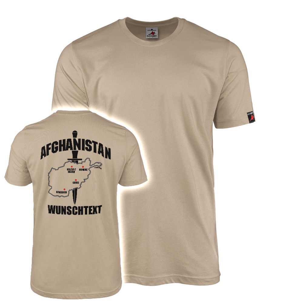 T-Shirt personalisierbar Afghanistan Silhouette Landkarte Wunschtext #46451