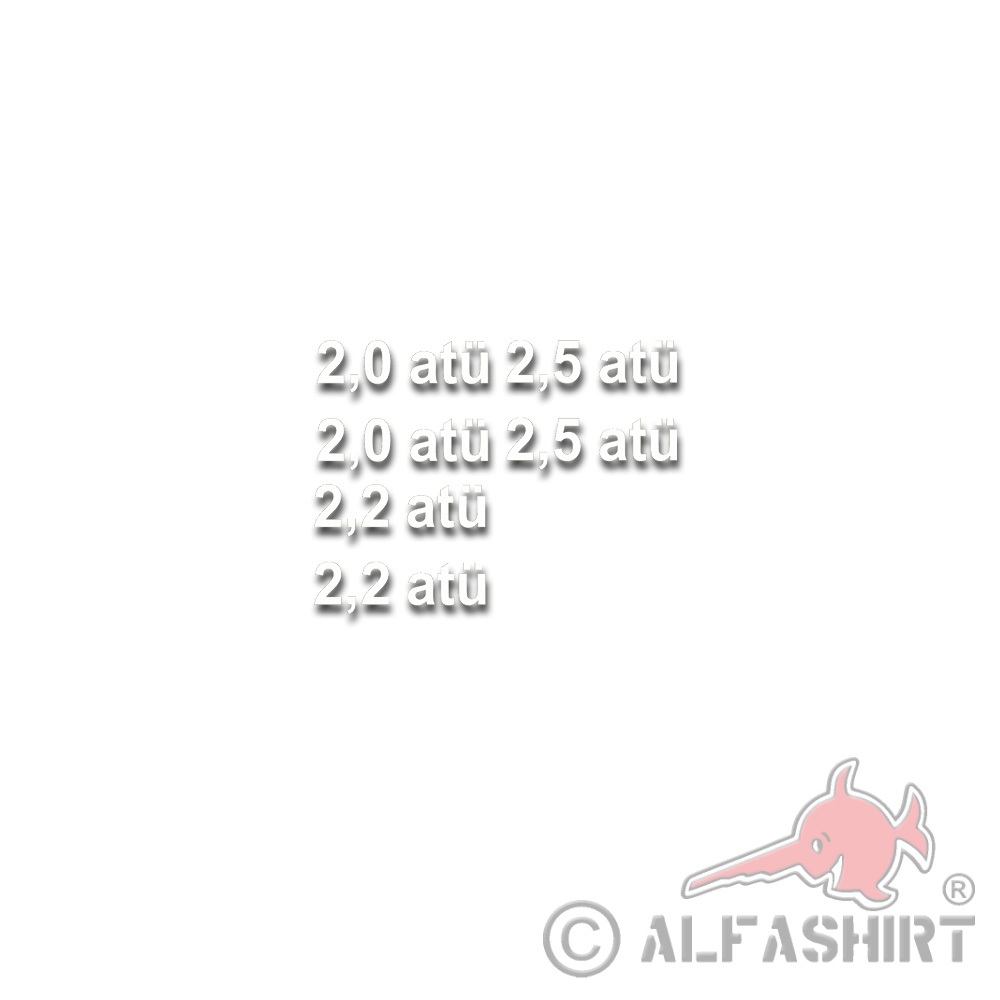 Reifendruck atü Sticker Set Kotflügel Bundeswehr Aufkleber 6X 5x1,5cm #A4834