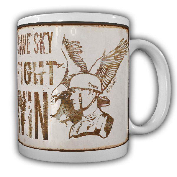 Tasse Save the sky Kaffeebecher Fallschirmspringer Retro Deutschland Blech#22090