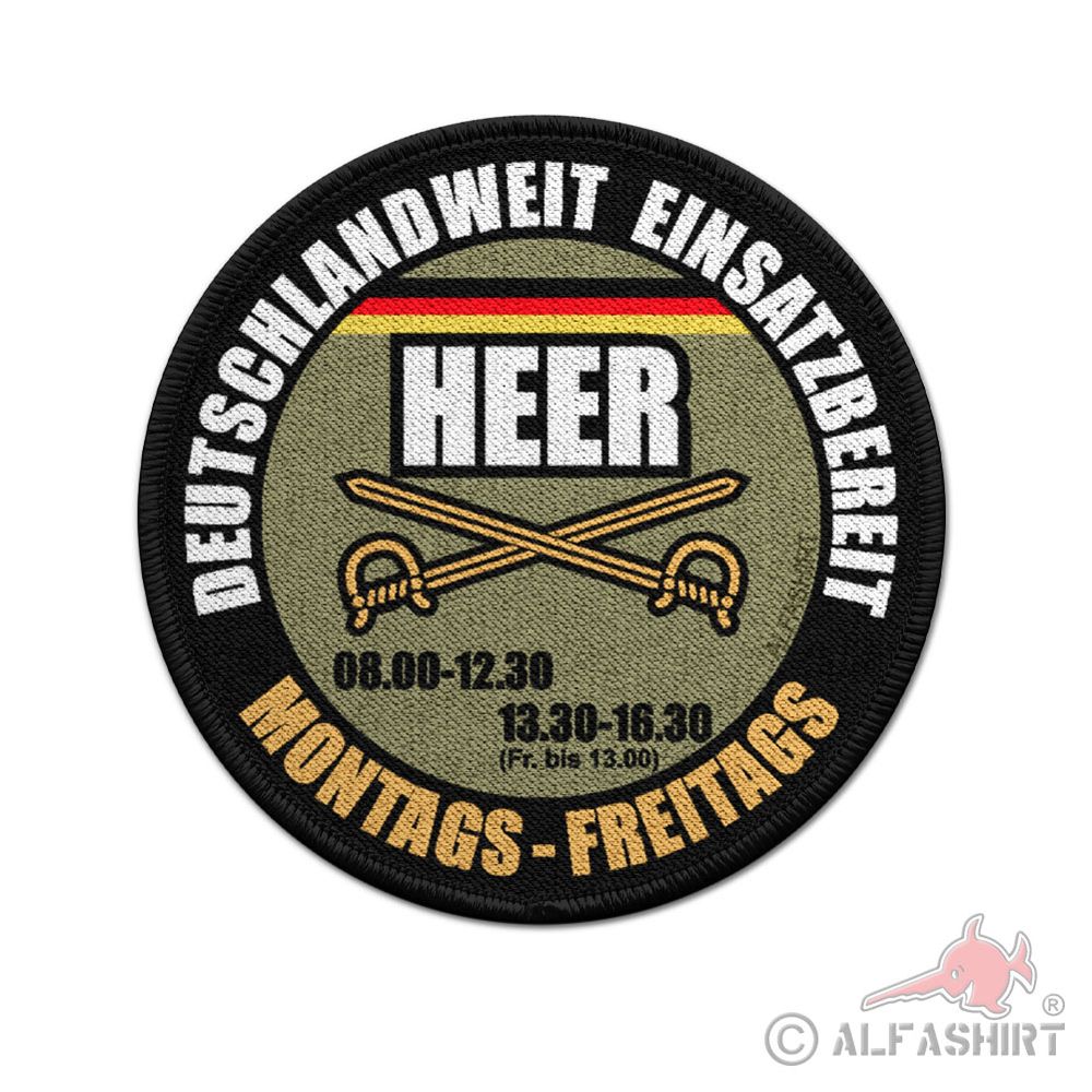 9cm Patch HEER deutschlandweit einsatzbereit Bundeswehr Aufnäher #36919