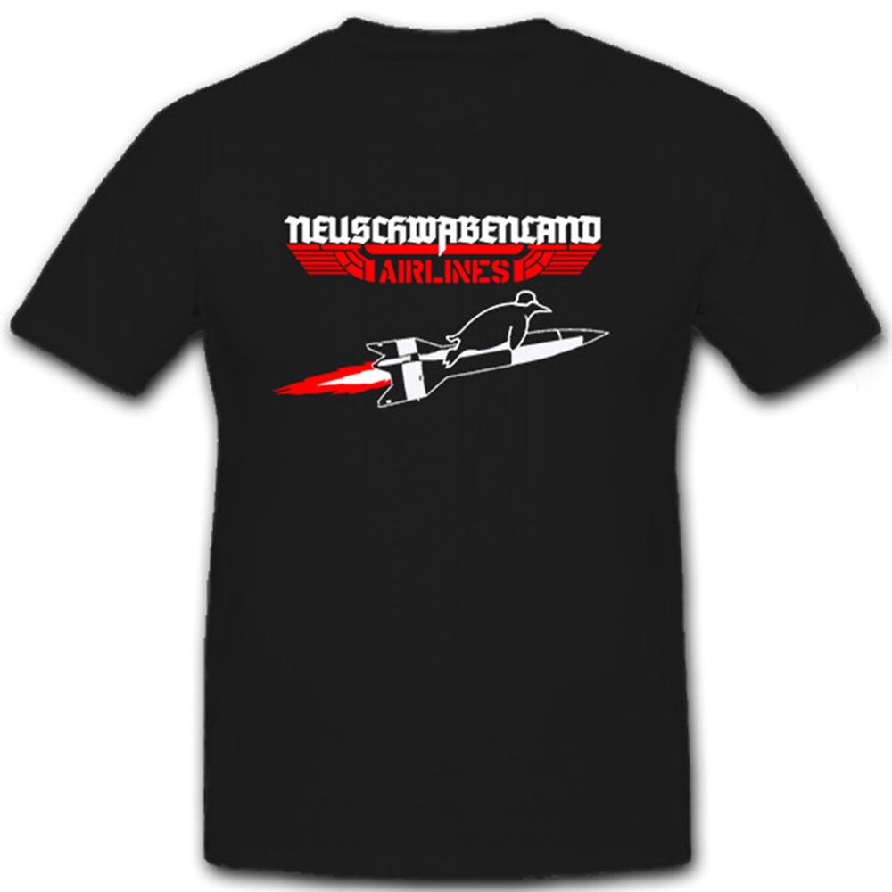 Neuschwabenland Airlines Pinguin auf einer V2 Rakete- T Shirt #7060