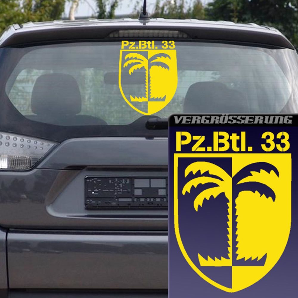 Sticker - PzBtl 33 Tank Battalion Badge (white, 21x30cm) # A122