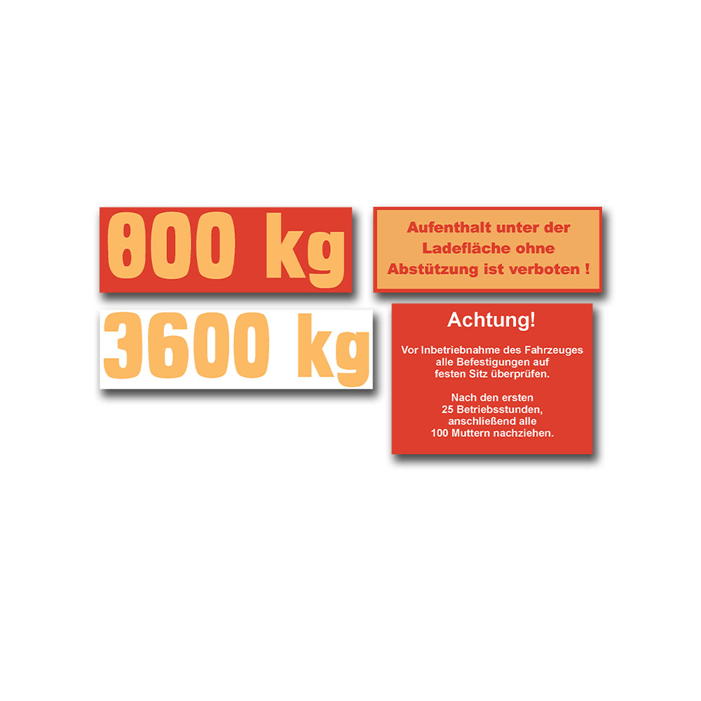 Aufkleber Set 4-teilig Restauration kg Kilogramm Gewicht Warnung Hinweis #A6282